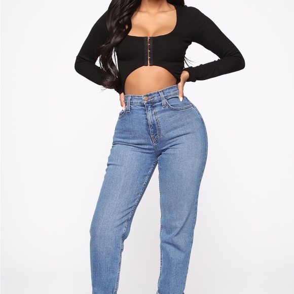 Fashion Nova Black Long Sleeve Crop Top - Picture 3 of 4